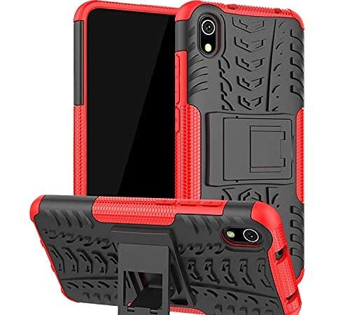 Glaslux Xiaomi Redmi 7A, Back Cover, Premium Real Hybrid Shockproof Bumper Defender Cover, Kickstand Hybrid Desk Stand Back Case Cover for Xiaomi Redmi 7A - Red