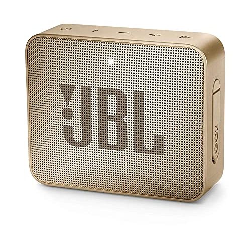 JBL Go 2, Wireless Portable Bluetooth Speaker with Mic, JBL Signature Sound, Vibrant Color Options with IPX7 Waterproof & AUX (Champagne)