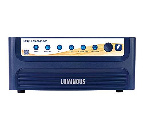 Luminous Hercules Sine 1500 - Pure Sine Wave Inverter for Home & Office, Runs Heavy Load on Single Battery (Blue), Standard