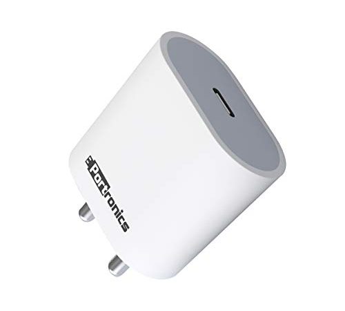 Portronics Adapto 20 Type C 20W Fast PD/Type C Adapter Charger with Fast Charging for iPhone 12/12 Pro/12 Mini/12 Pro Max/11/XS/XR/X/8/Plus, iPad Pro/Air/Mini, Galaxy 10/9/8 (Adapter Only) White