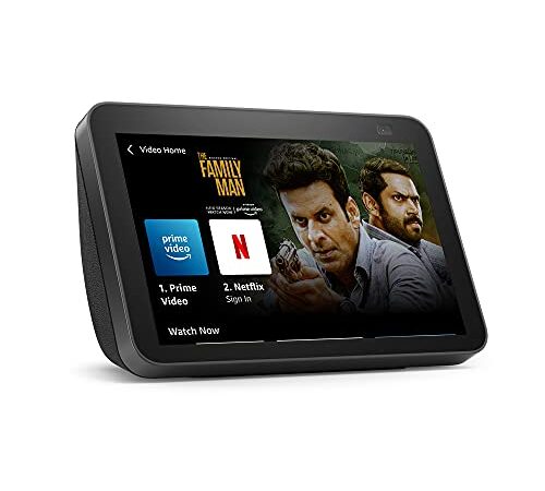 All new Echo Show 8 (2nd Gen, 2021 release)- Smart speaker with 8" HD screen, stereo sound & hands-free entertainment with Alexa (Black)