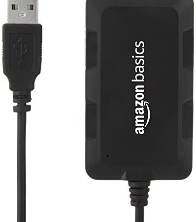 Amazon Basics Hi-Speed 4 Port Ultra Slim USB 2.0 Hub for Laptops and Computers (Black)