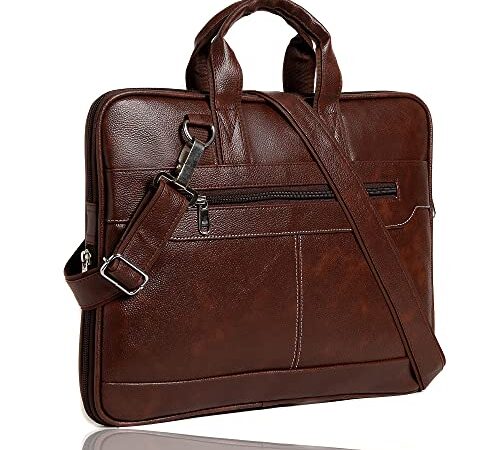 Bagneeds Men's Brown Synthetic Leather Briefcase Best Laptop Messenger Bag Satchel for Men