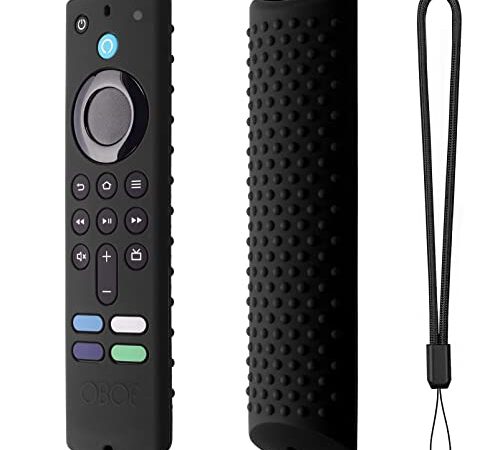 Dealfreez Case Compatible with Fire TV Stick 3rd Gen 2021 Full Wrap Silicone Remote Cover Anti-Lost with Loop (D-Black)