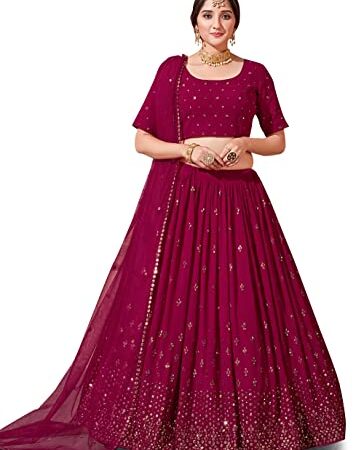 Fast Fashions Women Georgette Semi-stitched Lehenga choli (FF-24042022(1)_Magenta_Free Size)