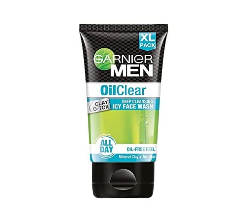 Garnier Men, Face Wash, Balances Oil Level in Skin, OilClear Clay D-Tox, 150 g