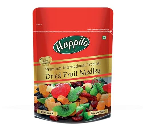 Happilo Premium International Dried Tropical Fruit Medley 200g | Wholesome & Vitamin Rich Healthy Snack | No Artificial Colors, Gluten Free, No Preservatives