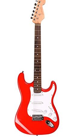 Juarez JRZ-ST02 6-String Electric Guitar, Right Handed, Red, with Case/Bag and Picks