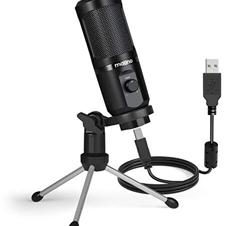 Maono AU-PM461TR USB Condenser Mic for PC and Singing, Recording Microphone with Mic Gain for Gaming, Podcast, Studio, Vlogging