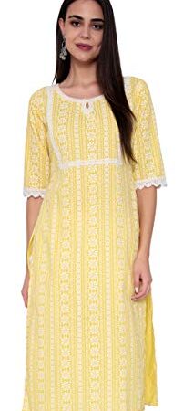 Amayra Women's Cotton Straight Kurti (TCK182-Yellow-S_Yellow_Small)