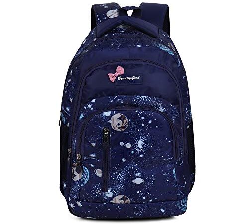 BEAUTY GIRLS Women's 1522 Polyester Floral Printed Designer Stylish Waterproof School/Collage/Picnic Bag-Backpack (32 Lit; Multicolour, NAVY BLUE)