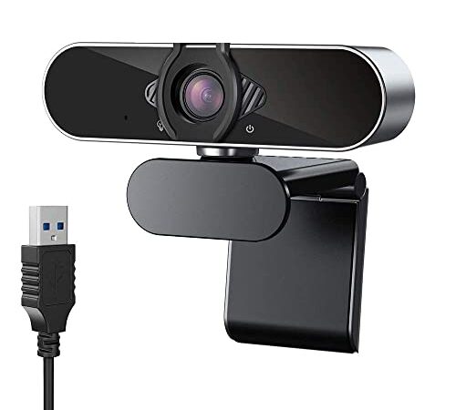 CASE U HW1 1080P Webcam with Microphone, 360° Rotation Plug and Play Pro Streaming USB 2.0 HD for Video Calling/Conferencing; Online Teaching or Gaming- Silver