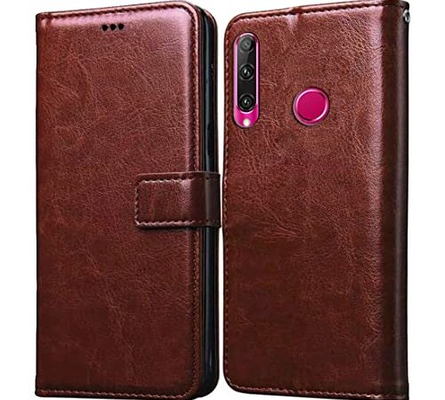 Casotec Premium Leather Kickstand Wallet Flip Case Cover with Magnetic Closure for Honor 20i - Brown