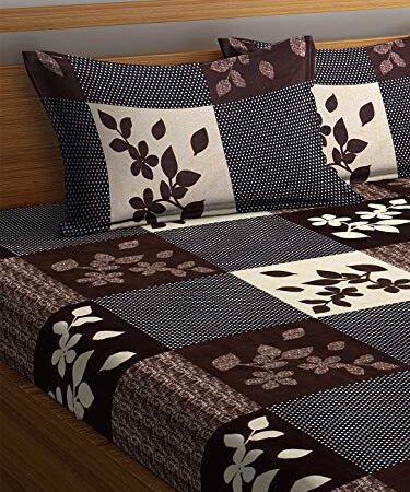 Fashion String 144 TC Microfibre Brown Double Bedsheet with 2 King Size Pillow Covers