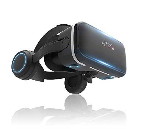 Irusu Play VR Plus Virtual Reality Headset with Headphones for Gaming (Black)