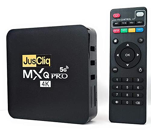 JusCliq® Android 4K TV Box Most Latest Android 11.X Version and 2GB Ram, 16GB ROM (Most Recent Model) WiFi Support air Mouse, Wireless Mouse Keyboard