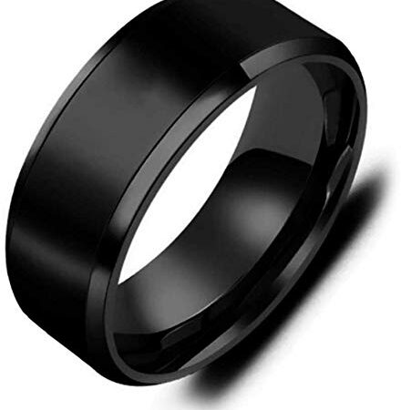 MEENAZ Titanium Stainless Steel Stylish adjustable size proposal Plain Couple band thumb Silver Platinum Black combo Finger Ring for Men Mens gents unisex Boys Boyfriend MEN RINGS-AM09 (black, 19)