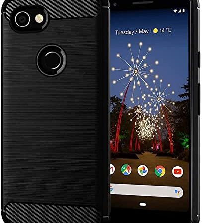 MoreFit Google Pixel 3a XL, Shockproof Hybrid Soft TPU Carbon Fiber Texture Back Cover for Google Pixel 3a XL - Black