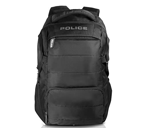 Police Hedge Polyester 30 Ltr laptop casual Travel backpack - Black/Black