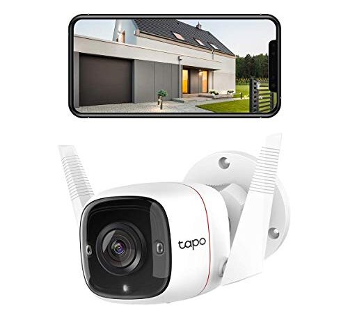 TP-LINK 3MP 1296p High Definition Outdoor CCTV Security Wi-Fi Smart Camera | Alexa Enabled | Weatherproof | Night Vision | 2-Way Audio | SD Storage (Tapo C310) White