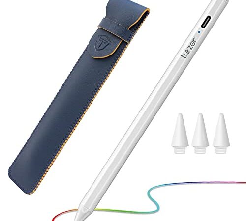 Tukzer Stylus Pen, iPad Pencil with Palm Rejection Tilt Sensor| 2nd Gen for 2018-2022 iPad 6/7/8/9th Gen; iPad 10.2", Pro 12.9/11", Mini 6/5th, Air 5/4/3rd, Precise for Writing/Drawing (3 Spare Tips)