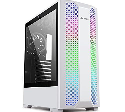 Ant Esports ICE-280TGW Mid Tower Computer Case I Gaming Cabinet -White Supports ATX, Micro-ATX, Motherboard with Transparent Side Panel 1 x 120 mm Rear Fan