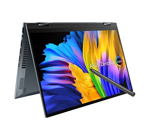 ASUS Zenbook 14 Flip OLED (2022), 14" (35.56 cms) 2.8K OLED 16:10 90Hz Touch, Core i5-12500H 12th Gen, 2-in-1 Laptop (16GB/512GB SSD/Iris Xe Graphics/Win 11/Office 2021/Grey/1.4 kg), UP5401ZA-KN501WS