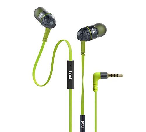 Boat Bass Heads 225 in-Ear Headphones with Mic (Neon Lime)