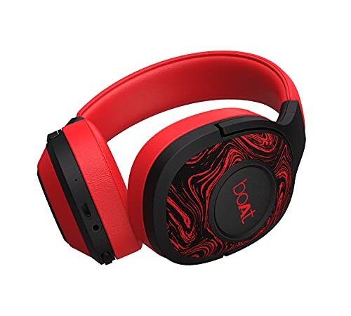 boAt Rockerz 550 Bluetooth Wireless Over Ear Headphones with Mic Upto 20 Hours Playback, 50MM Drivers, Soft Padded Ear Cushions and Physical Noise Isolation (Red)