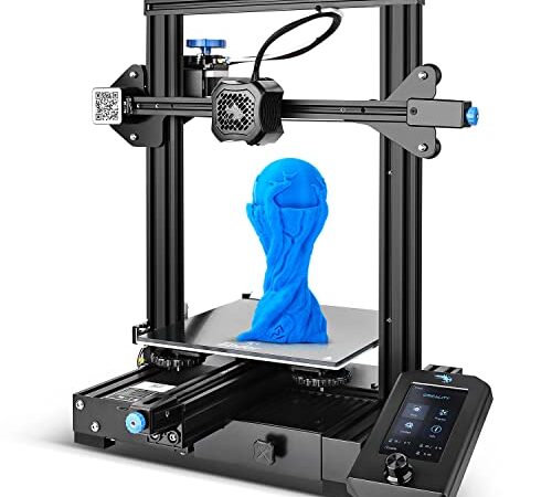 Creality WOL3D Ender 3 V2 FDM All Metal 3D Printers Kit with Upgraded Silent Motherboard, Carborundum Glass Bed, Mean Well Power Supply - (220x220x250mm, Black, Pack of 1)