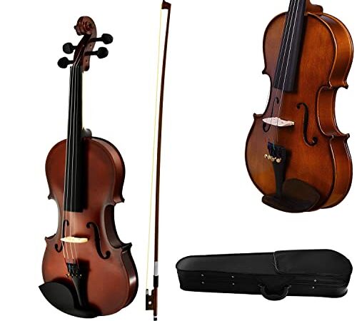 DOMENICO Handcrafted Solid Wood Acoustic Violin with Carrying Case,Rosin, Bow (4/4)