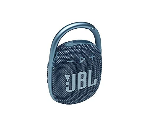 JBL Clip 4, Wireless Ultra Portable Bluetooth Speaker, JBL Pro Sound, Integrated Carabiner, Vibrant Colors with Rugged Fabric Design, Dust & Waterproof, Type C (Without Mic, Blue)