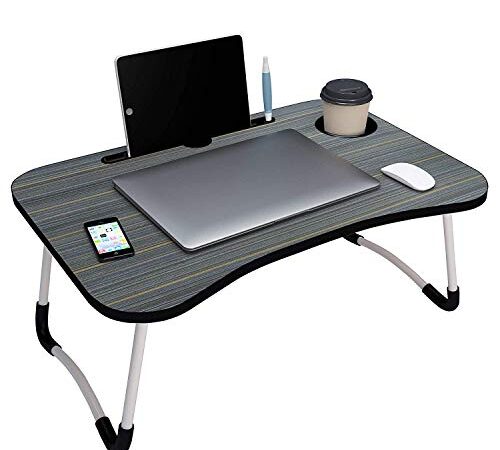 JDox Foldable Bed Study Table Portable Multifunction Laptop-Table Lapdesk for Children Bed Foldabe Table Work Office Home with Tablet Slot & Cup Holder Bed Study Table Brown Coloured(Black)