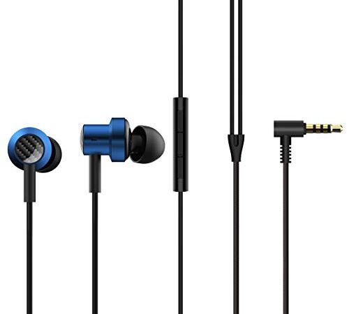 Mi Dual Driver in-Ear Wired Earphone, 10mm & 8 mm Dynamic Drivers for Crisp Vocals & Rich Bass, Passive Noise Cancellation, Magnetic Earbuds, Tangle-Free Braided Cable (Blue)