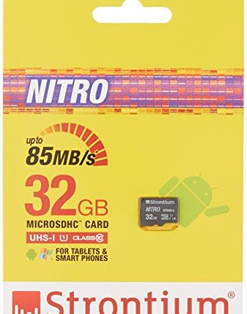 Strontium Nitro 32GB Micro SDHC Memory Card 85MB/s UHS-I U1 Class 10 High Speed for Smartphones Tablets Drones Action Cams (SRN32GTFU1QR)