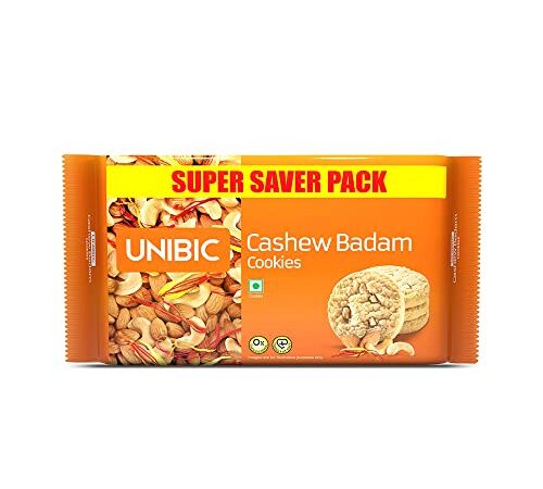 Unibic Cashew Badam Cookies Super Saver Pack 500g, Delicious Crunchy Nut Cookies, Tea Time Snack for Family and Friends