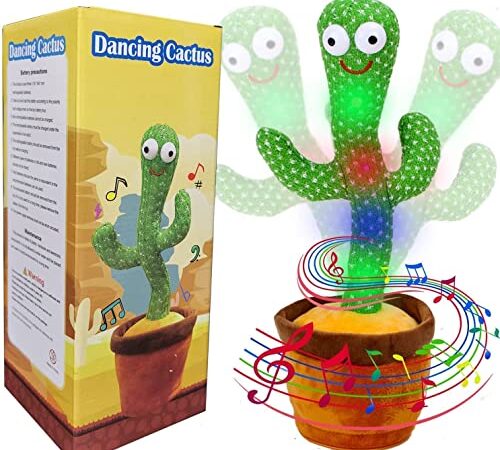 VEBETO Dancing Cactus Talking Toy [1 Year Brand Warranty] Plush Toys for Kids Wriggle Singing Recording Repeat What You Say Funny Education Toys for Babies Children Playing Home Decoration