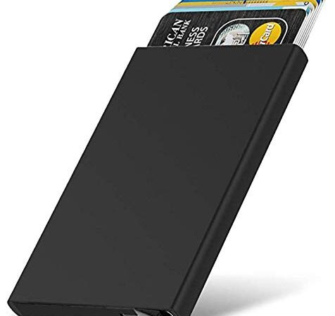 VOGARD Men's Aluminium Metal RFID Protected Smart Pop Up Wallet (Black)