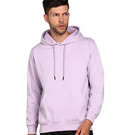 Alan Jones Clothing Men's Solid Hoodies Sweatshirt (SS19-RNHD11-LPR-XL_Light Purple_XL)