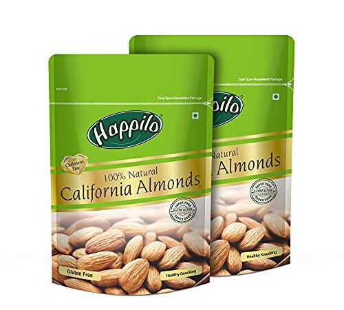 Happilo 100% Natural Premium California Almonds 200g (Pack of 2) | Premium Badam Giri | High in Fiber & Boost Immunity | Real Nuts | Gluten Free