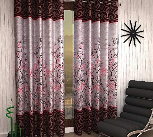 Home Sizzler 2 Piece Garden Panel Eyelet Polyester Door Curtains - 7 Feet, Maroon