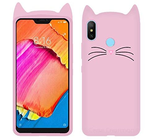 Maklook Cat Silicon Soft Back Cover for with Perfect Cuts and Edges for Xiaomi Redmi Note7 Pro (Pink)