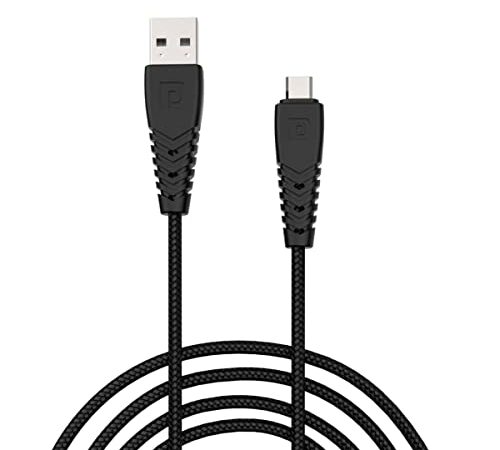 Portronics Konnect B Micro USB Cables For Fast Charging & Data Sync 3.0 Amp with PVC Heads I Nylon Braided I 1 mtr(Black)