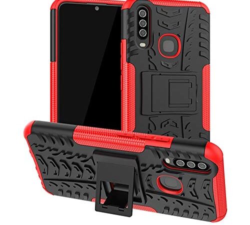 Prime Retail Military Graded Heavy Kickstand Back Phone case Rugged Shock Proof Anti-Wrestling Travel Essential Phone Accessories for Vivo Y15 (Red)