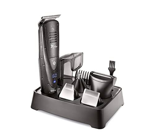 SYSKA HT4000K Beard, Head and Body Grooming Trimmer with Stainless Steel Blade. 60 Mins Run Time with Quick charge; 9 Length Settings (Black)