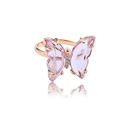 Vembley Gold Plated Purple Crystal Butterfly Ring Set for Women and Girls.