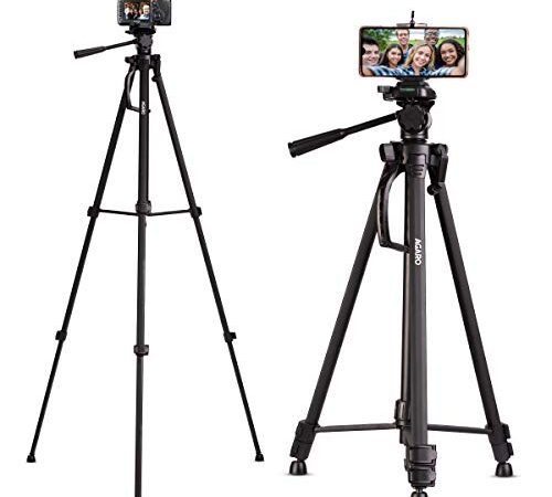 AGARO Adjustable Camera Tripod Stand with Mobile Phones Clip & Camera Holder, Supports Up to 3 Kgs, 66 inches (167 cm) Tall