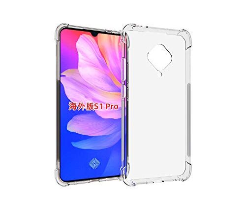 Casodon Back Case Compatible with Vivo S1 Pro, Air Bag Bump Cushion Case Cover with 1.1 mm Thick Slim Clear Soft TPU, Crystal Clear Back Case, Flexible Silicon Cover for Vivo S1 Pro