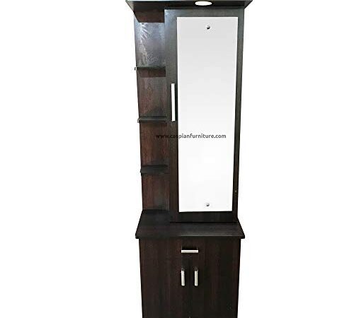 Caspian Furniture Engineered Wood Dressing Table with Mirror ,Storage , Shelves , Drawer and LED Light Indoor Storage (Walnut Finish) 72 x 24 inches