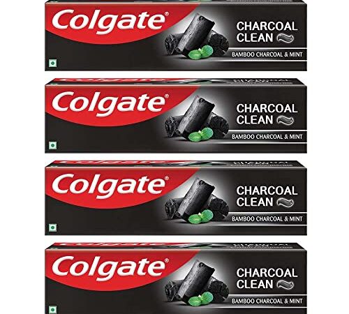 Colgate Charcoal Clean 480g (120g x 4, Pack of 4) Black Gel Toothpaste, Deep Clean Toothpaste With Bamboo Charcoal & Wintergreen Mint For Plaque Removal & Tingling Fresh Mouth Experience